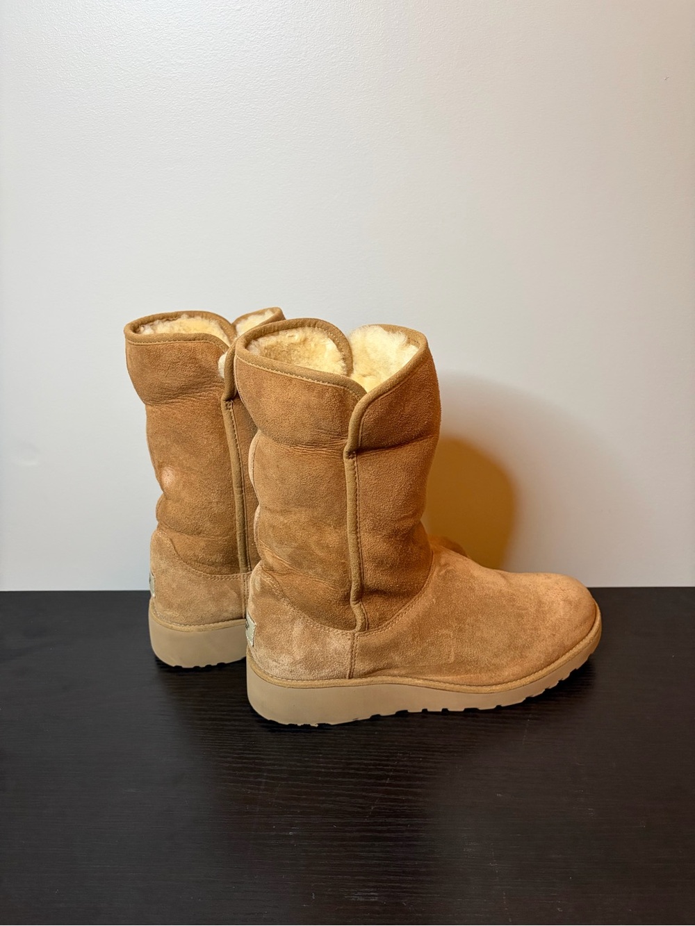 UGG Chestnut Suede Mid-Calf Shearling Boots - Picture 4 of 8